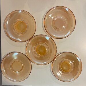 MCM Marigold Iridescent Carnival Glass Saucers (Set of 5)